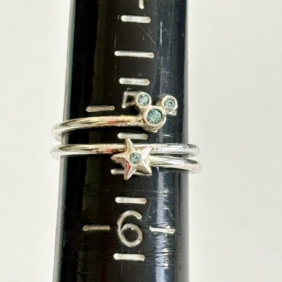 Disney - Silver Mickey and star double wire ring with blue crystals - size 5.25 - Picture 7 of 11